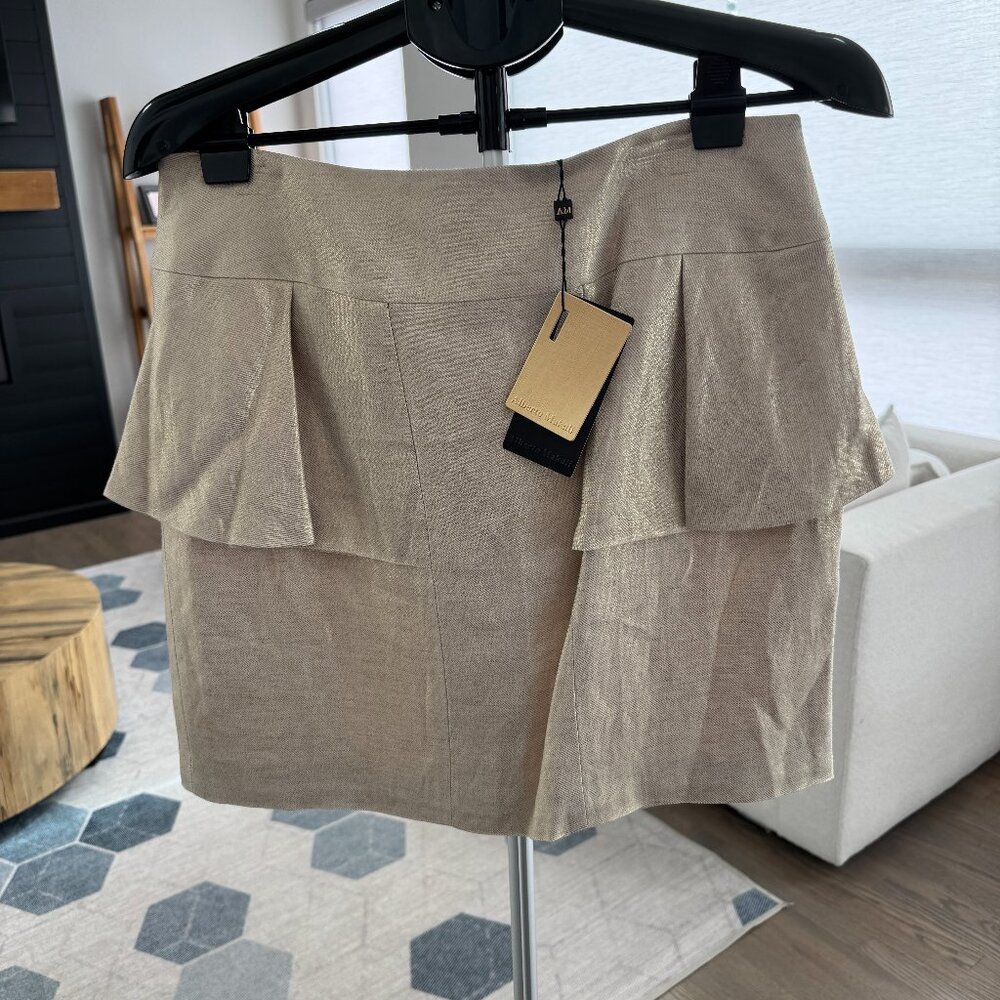 Alberto Makali Gold metallic ruffle mini skirt